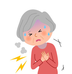 シニア女性　胸　痛み