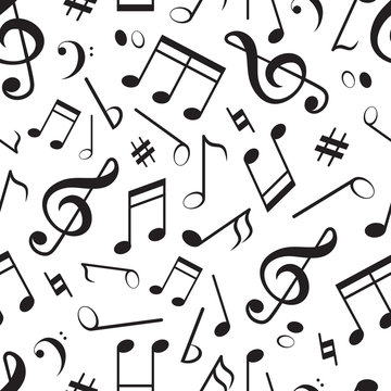 Seamless pattern with different music notes
