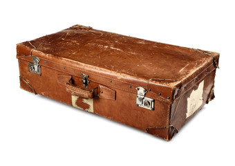 vintage leather baggage isolated