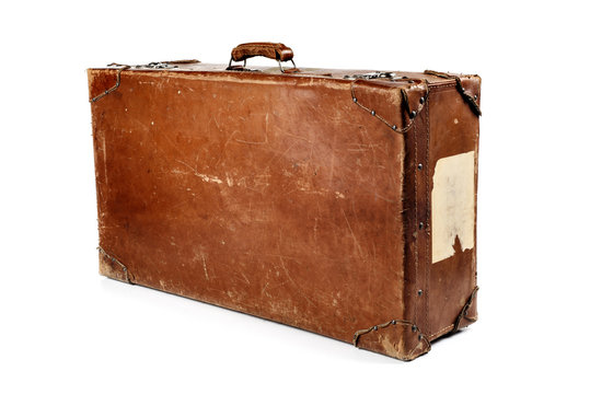vintage leather baggage isolated