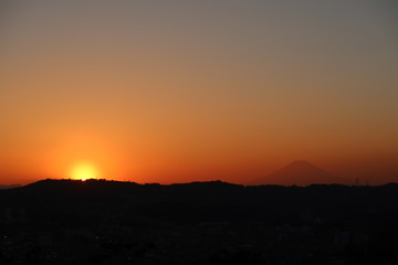 Fuji-mountain during the sunset twilight