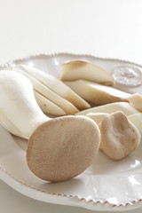Japanese Oyster mushroom Eringi on plate
