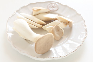 Japanese Oyster mushroom Eringi on plate