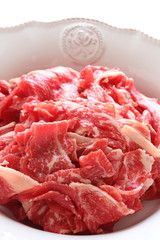 Japanese marble beef sliced on bowl