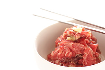 Garlice and  marble beef  marinated with garlic