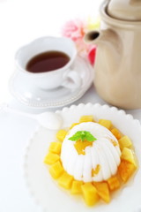 Chinese food, mango and Almond Tofu agar jelly 