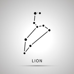Lion constellation simple black icon with shadow
