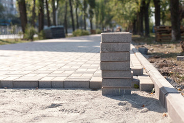 Elements of blocks, on the sidewalk