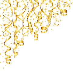 Corner Streamers & Confetti Gold Background