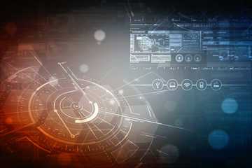 2d illustration Abstract futuristic electronic circuit technology background
