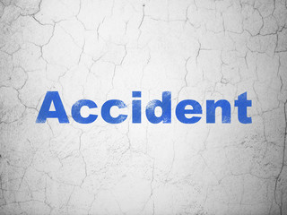 Insurance concept: Blue Accident on textured concrete wall background