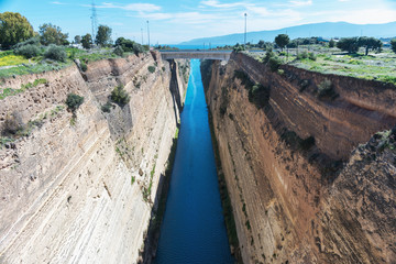View of the Corinth canal in Greece.