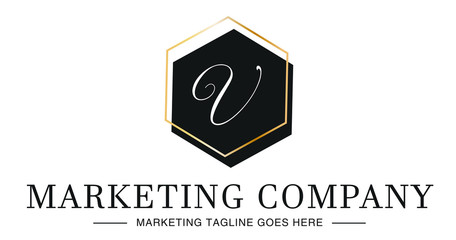 Elegant Modern Professional Luxury Company Business Letter V Logo Design