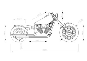 motorcycle blueprint - isolated