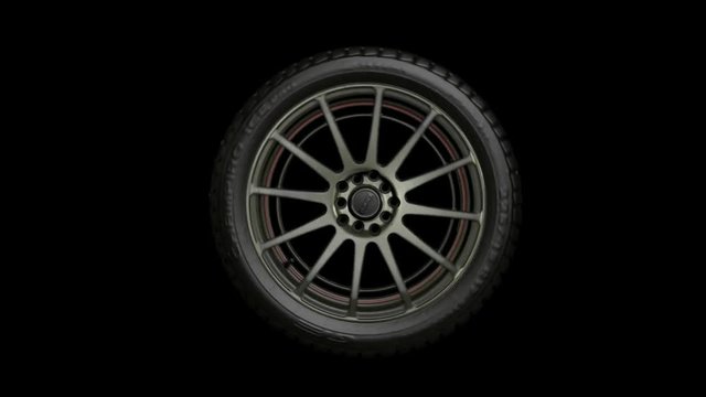 Car Tire. Looped. Alpha Channel Included