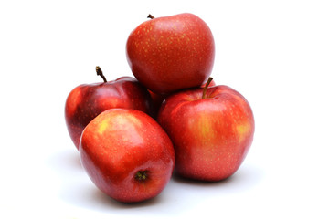 Red apples isolated on white background.