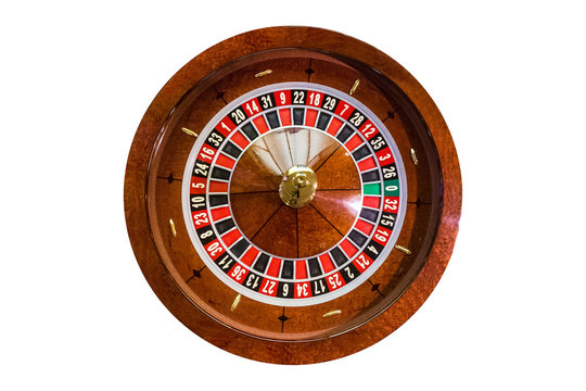 gambling chips on a game table roulette isolated on white background