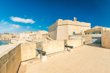 Old canon in barracks of Fort Saint Angelo, Birgu, Malta