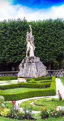 Statue "Pluto carries Proserpina underground"( Sculptor Ottavio Mosto, 1690. ) in Mirabell garden is the most beautiful park with free entrance and photography. Salzburg. Austria