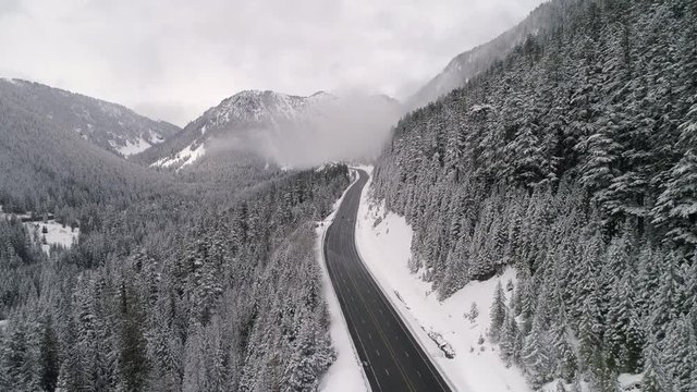 Washington Highway 2 to Stevens Pass Winter Resort Aerial