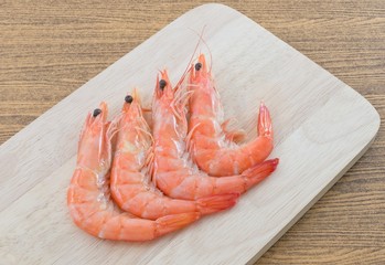 Cooked Prawns or Tiger Shrimps on Cutting Board