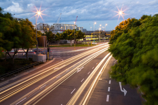 Long exposure of expressway in city