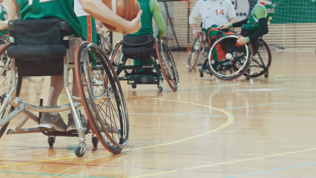 Training of disabled sportsmen - playing wheelchair basketball