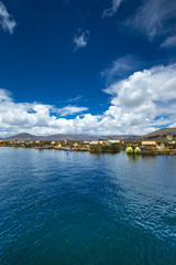 Obraz premium Totora boat on the Titicaca lake near Puno, Peru