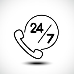 24/7 call center support icon. Vector illustration