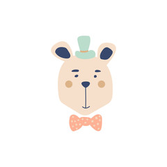 Cute bear gentleman cartoon vector illustration.