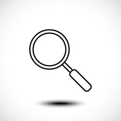 Magnifying glass or search line icon, flat vector graphic on isolated background. Vector illustration