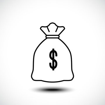 Money bag line icon illustration isolated on White background. Vector illustration