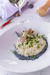 Beautiful served food on plate, meat with natural vegetables