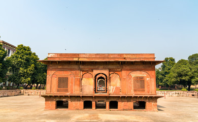 The Zafar Mahal pavilion in Hayat Bakhsh Bagh Garden in the Red Fort of Delhi, India