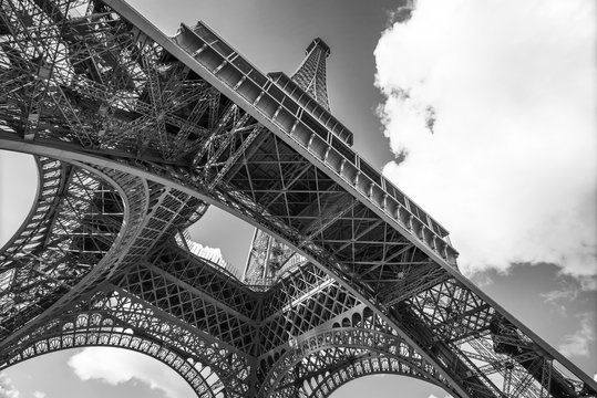 The Eiffel Tower, view from below, Paris France