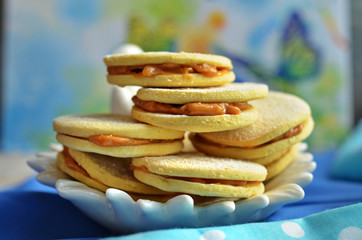 Sweet cookies on white plate