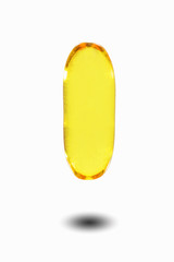 fish oil soft capsule on white background clipping path