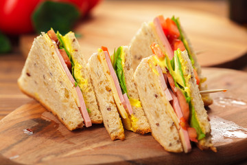 sandwich on a wooden table