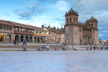 Fototapeta na wymiar CUSCO PERU-NOV. 9: Cathedral of Santo Domingo on Nov. 9 2015 in Cusco Peru Building was completed in 1654, almost a hundred years after construction began.
