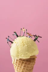 Fotobehang miniature skier on an ice cream. © nito