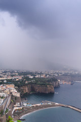 Rain clouds over beautiful Sorrento Bay in Italy