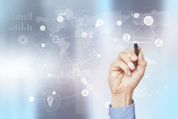 Template for text, Virtual screen Background with icons. Business, internet technology and networking concept.