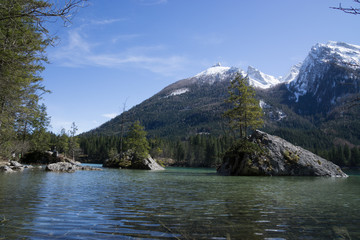 Mountains with a lake in the front