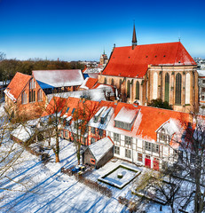 Abbey of the Holy Cross, Rostock (Germany) in winter times - HDR panorama