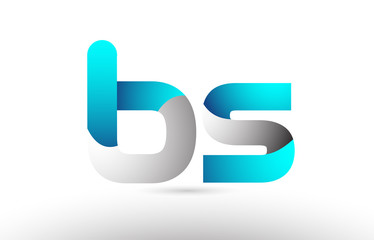 grey blue alphabet letter bs b s logo 3d design