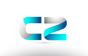 grey blue alphabet letter cz  c z  logo 3d design