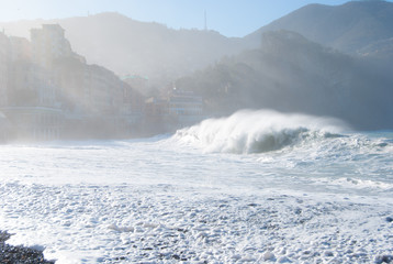 Camogli in a day of sea storm - Genoa