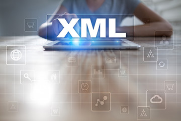 XML. Web development. Internet and technology concept.