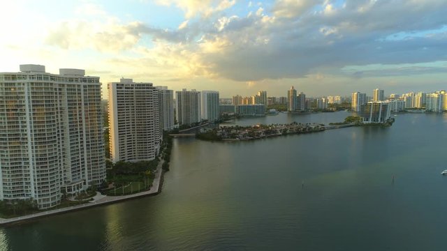 Aerial drone footage Miami Dade Aventura waterfront Prive Island 4k 24p