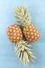 fresh pineapple on blue background